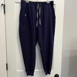 Figs High Waisted Zamora Jogger Scrub Pants- Navy Blue, Size L petite